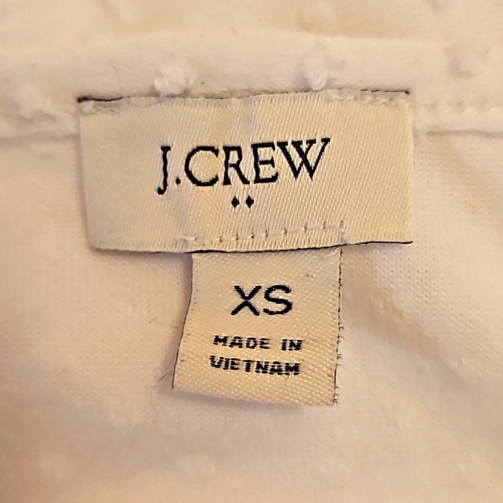 J.Crew Women's White Textured Clip-Dot Blouse Coastal Grandma Preppy Chic, XS